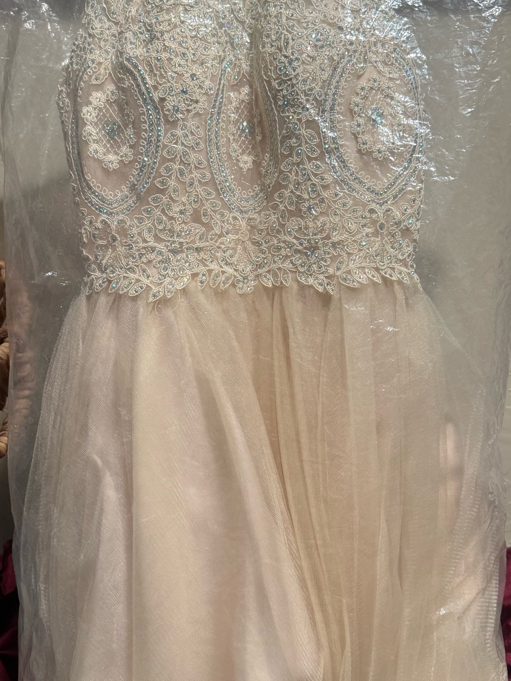 Girls' Beaded Ivory Tulle Party Dress